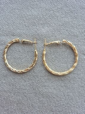Gold Twisted Hoop Earrings - Women Jewelry